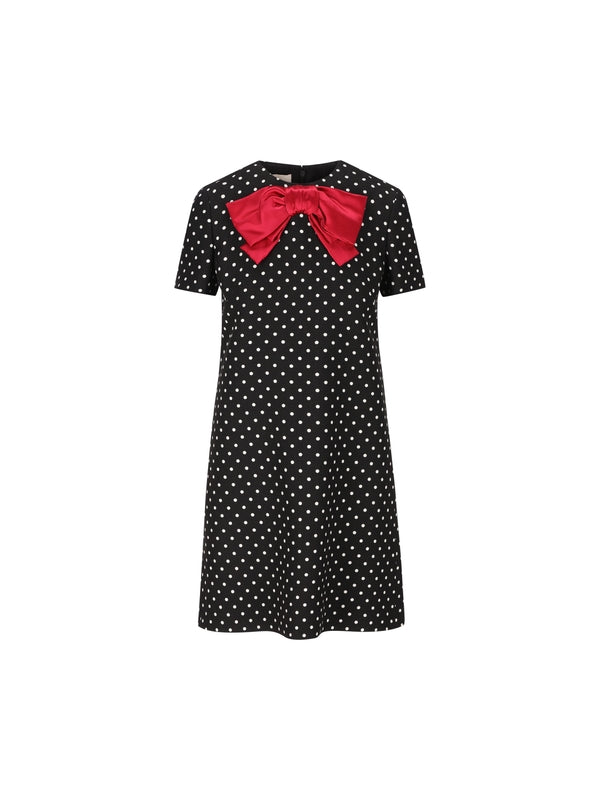 Bow Detail Dot Mini Dress