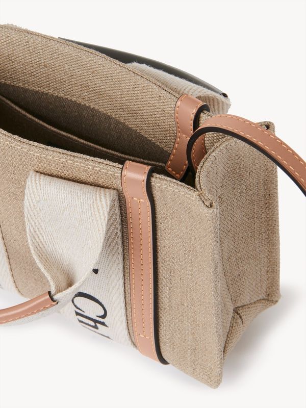 Woody Logo Canvas Small Tote
  Bag