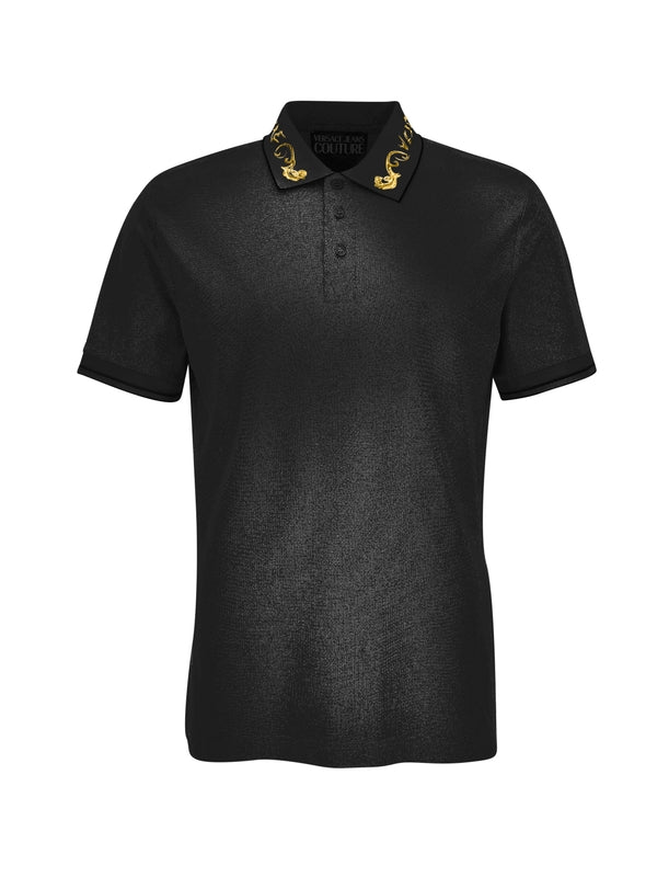 Baroque Pattern Detail Cotton Polo Shirt