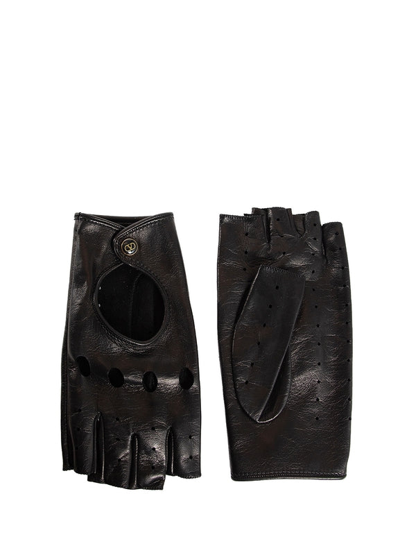 Logo Button Lambskin Gloves