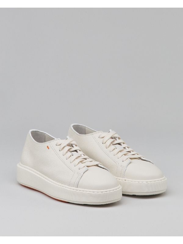 Stitch Detail Leather Lowtop Sneakers