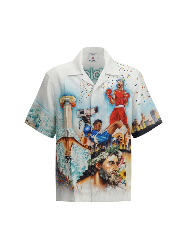 All-over Printed Silk Short Sleeve Shirt