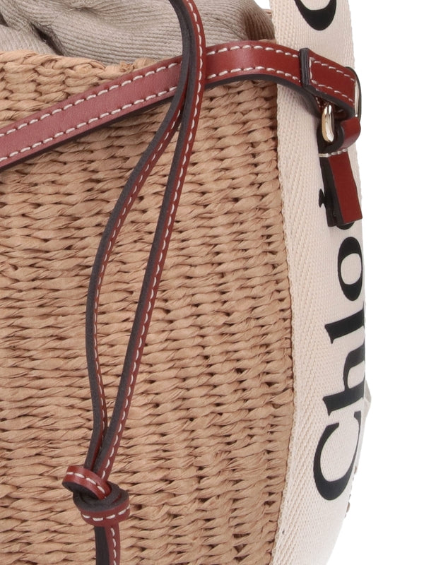 Woody Raffia Small Bucket Bag