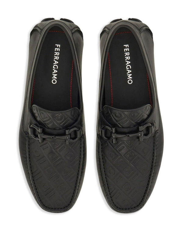 Gancini Logo Leather Driving Shoes