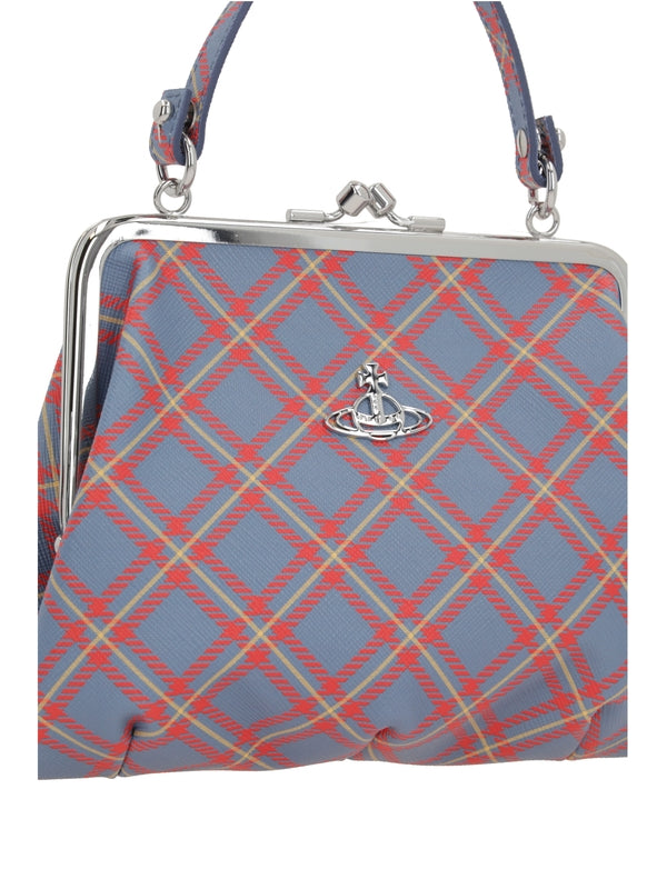 Orb Logo Decorated Check Pattern Tote Bag