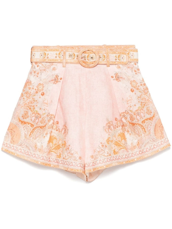 Acacia Flower Printing Linen Shorts