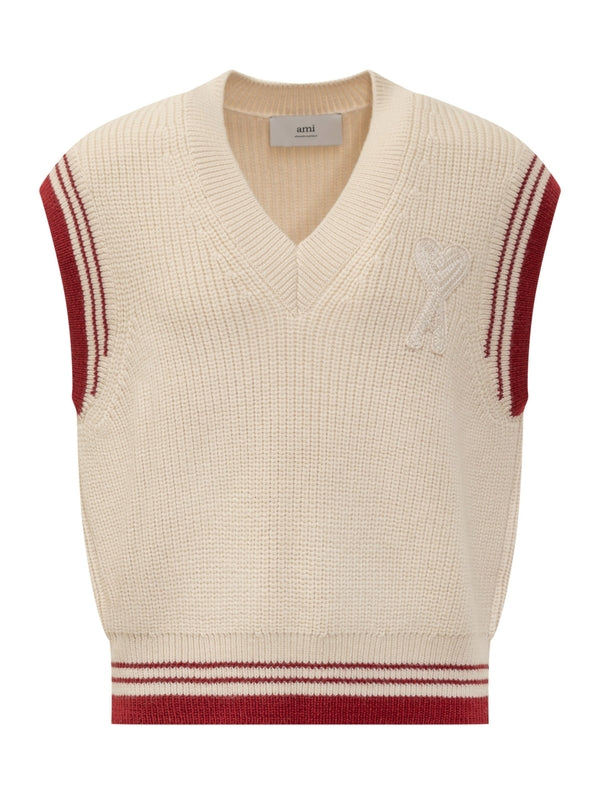 Heart Logo Embroidery Wool Knit Vest