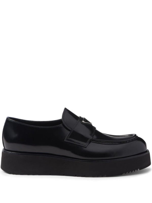 Triangle Logo Leather Platform Loafers