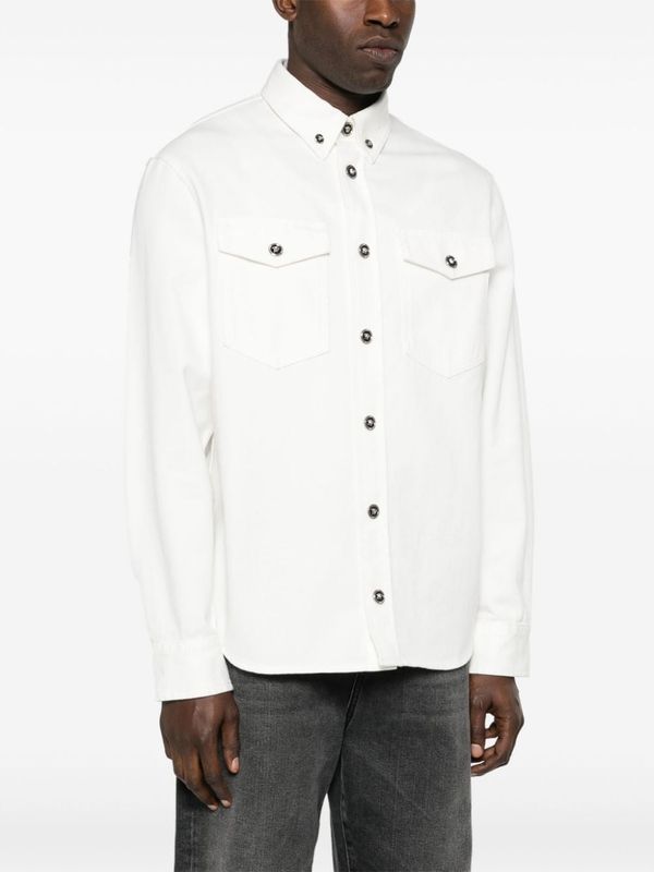 White Flap Pocket Cotton Shirt