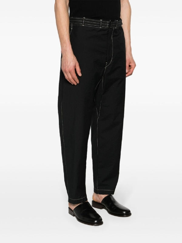 Belted Cotton Tapered Pants