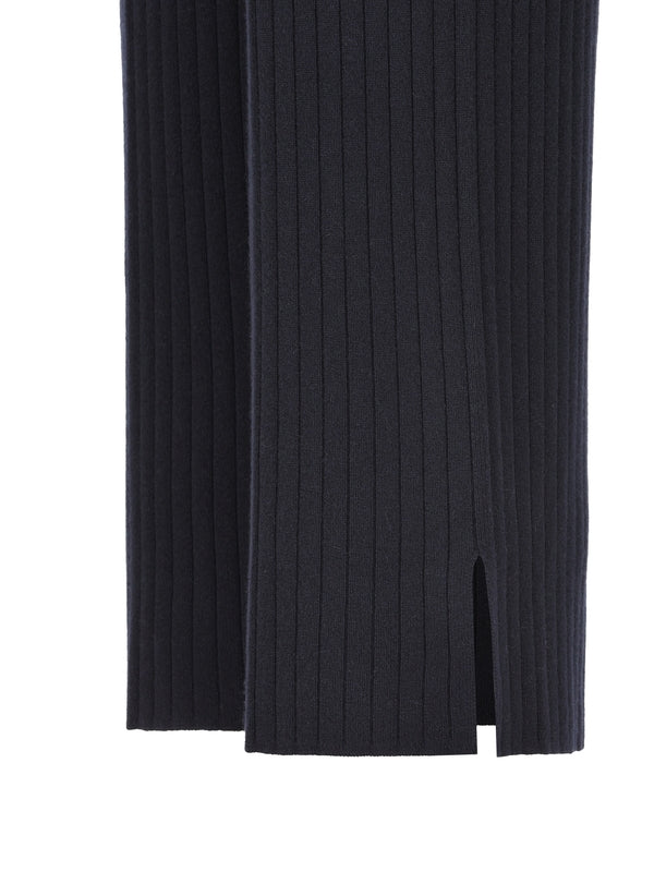 Slit Hem Rib Cashmere Pants