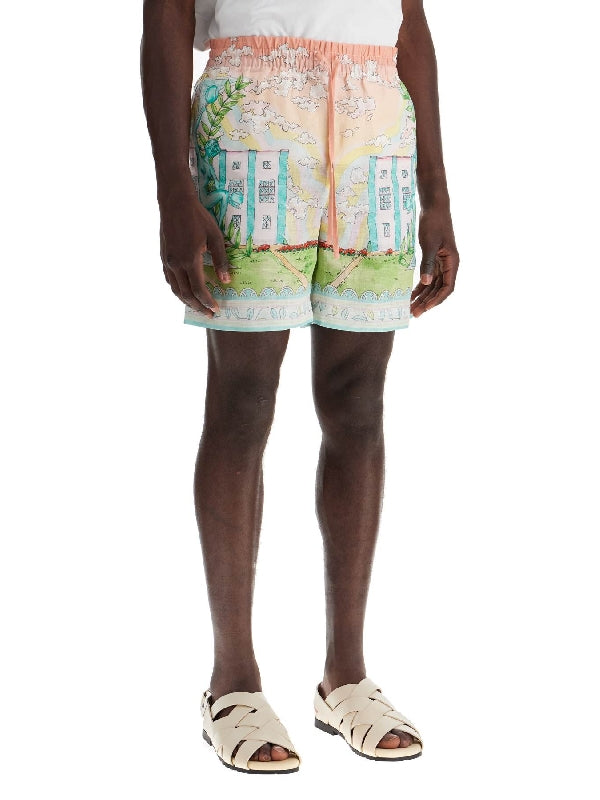 Allover Printed Linen Shorts - Jente