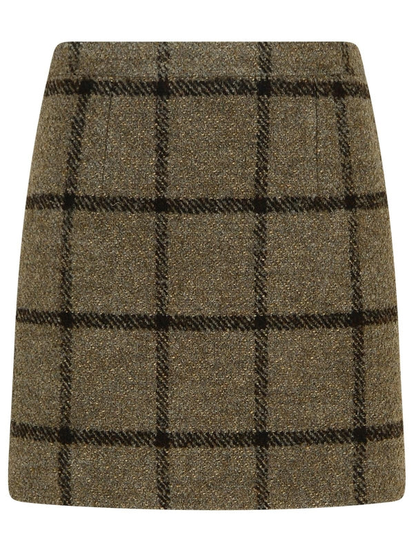 Check Wool Blend Mini Skirt