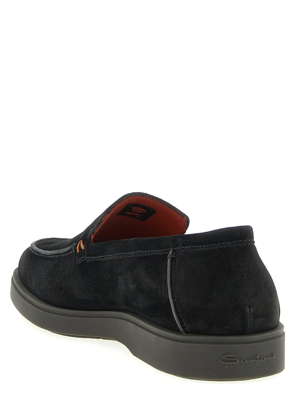 Santoni Black Loafers