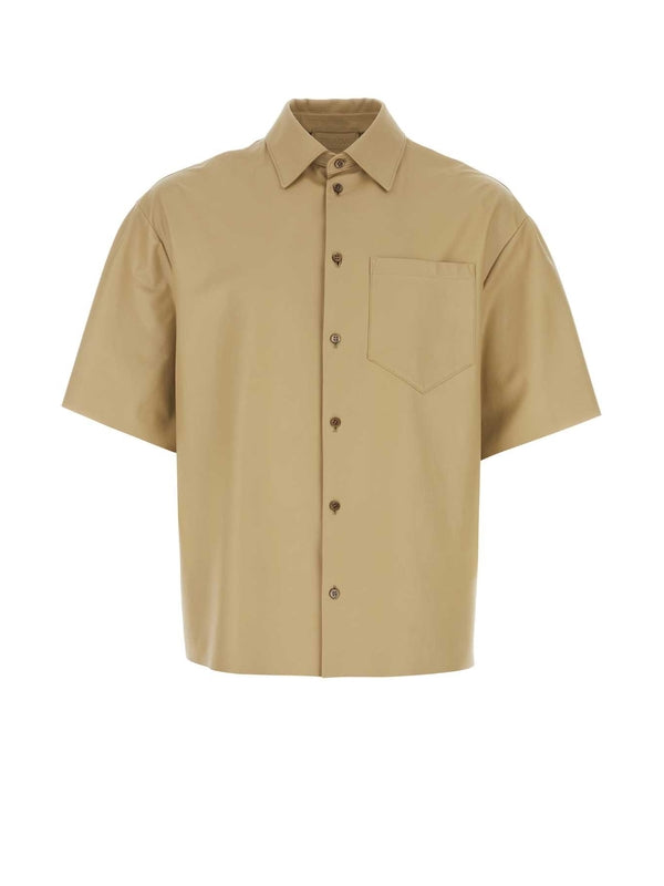 Back Logo Pocket Detail Leather Shirt