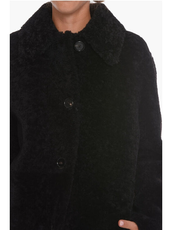Single-Breasted Shearling Coat