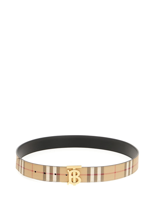 Logo Buckle Check Belt