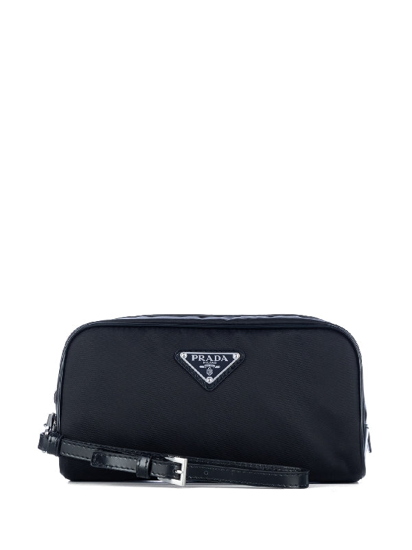 Triangle Logo Re-Nylon Leather
  Pouch