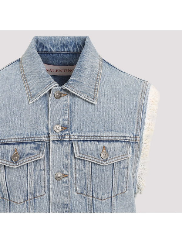 Fringe Detail Denim Vest