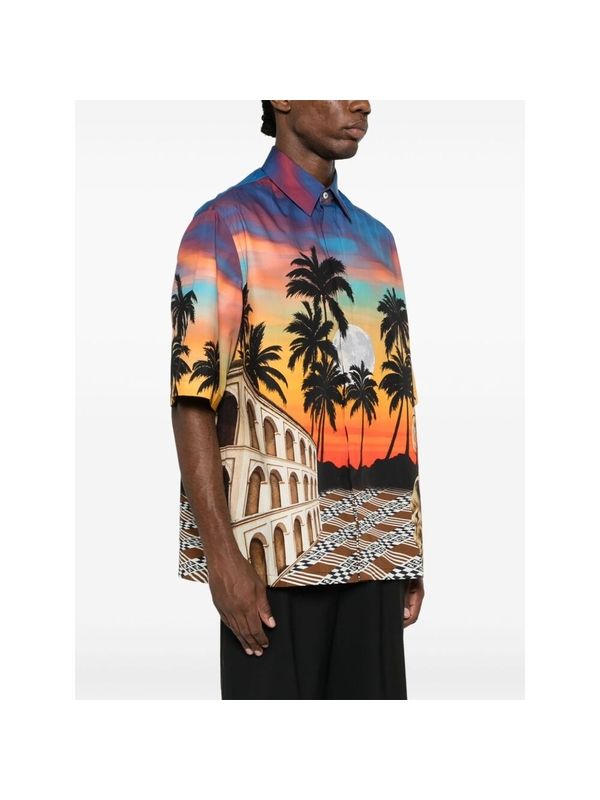 All-Over Printing Cotton Short Sleeve
  Shirt