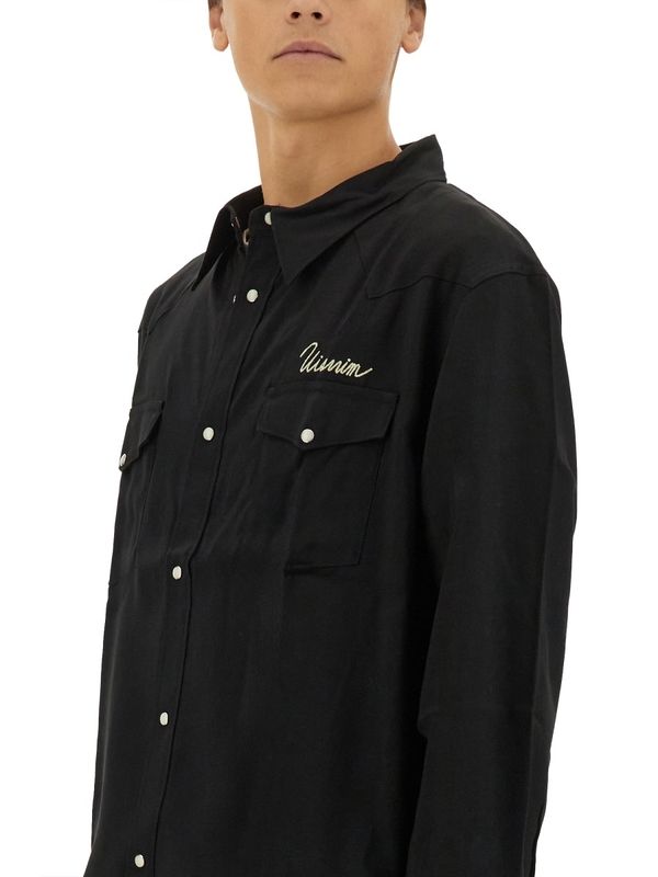VISVIM - Logo Embroidered Long Sleeve Shirt - Jente