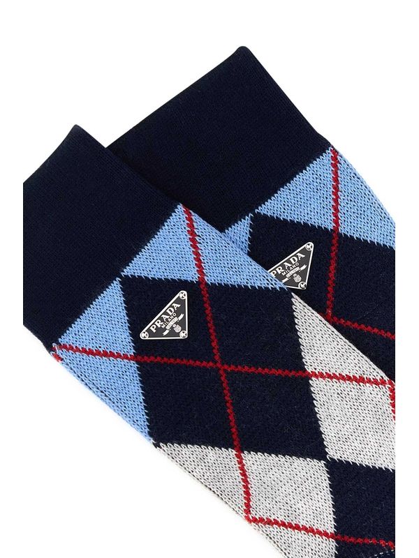 Triangle Logo Argyle Cotton Socks