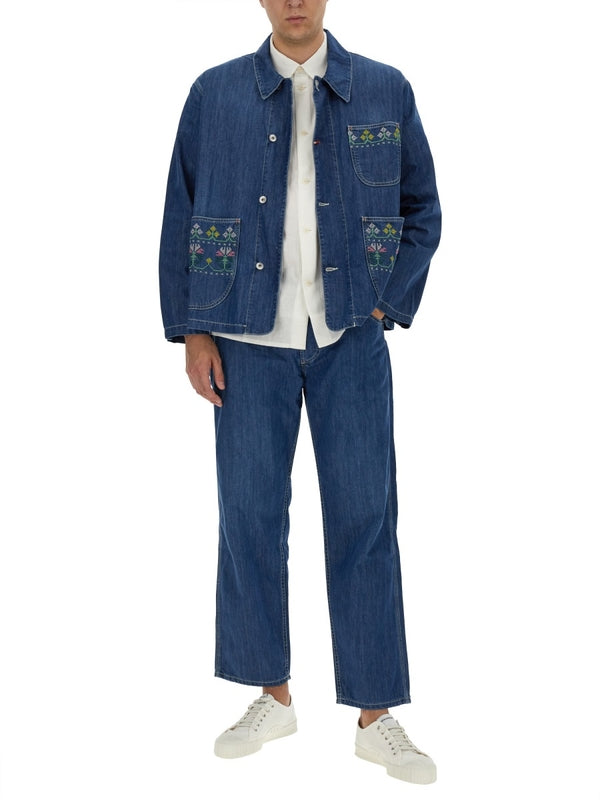 Embroidery Detail Cotton Linen Short-sleeve Shirt