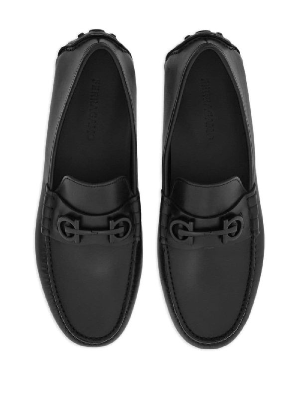 Gancini Detail Leather Driving Shoes