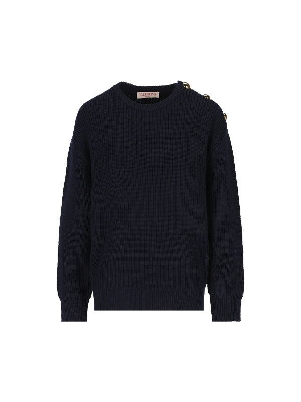 VALENTINO - Button Detail Crew Neck Knit - Jente
