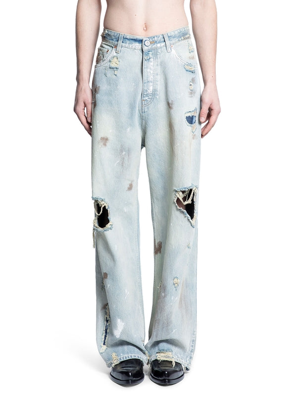 Distressed Straight Denim Pants