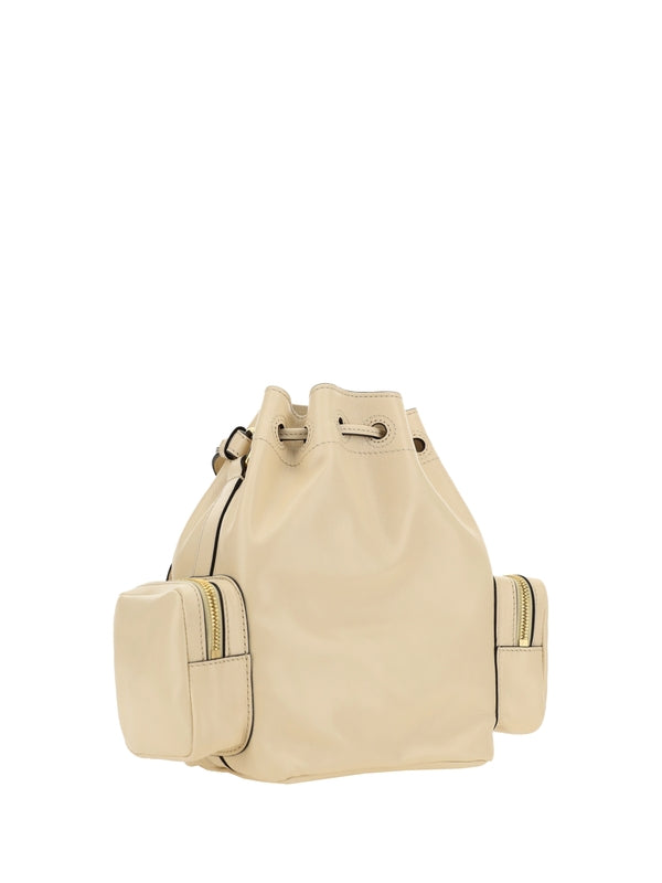 Camera Pocket Leather Bucket
  Bag