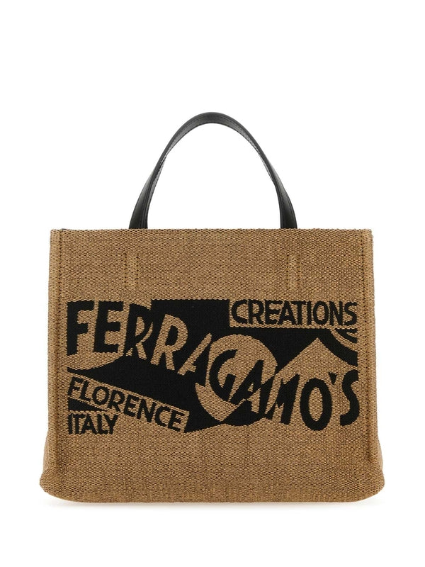 Venna Logo Raffia Tote Bag