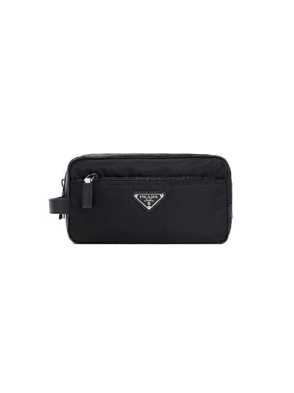 Triangle Logo Re-Nylon Leather
  Travel Pouch