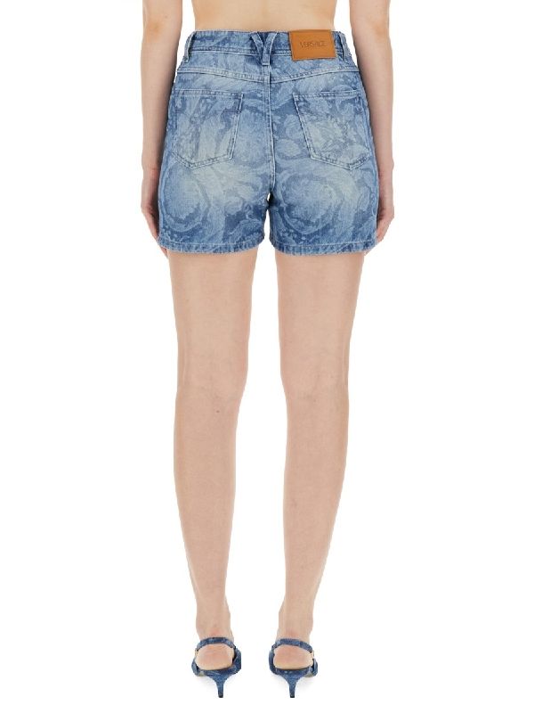 Baroque Pattern Denim Shorts