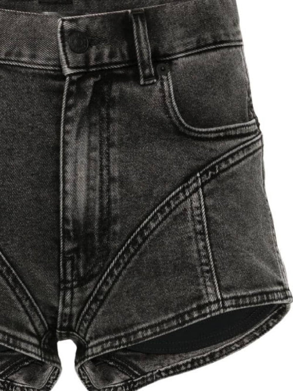 Panel Detail Denim Shorts