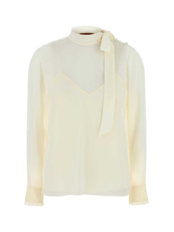 Tie Detail Silk Longsleeve Shirt