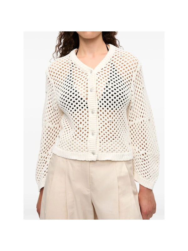 Rhinestone Cotton Cardigan