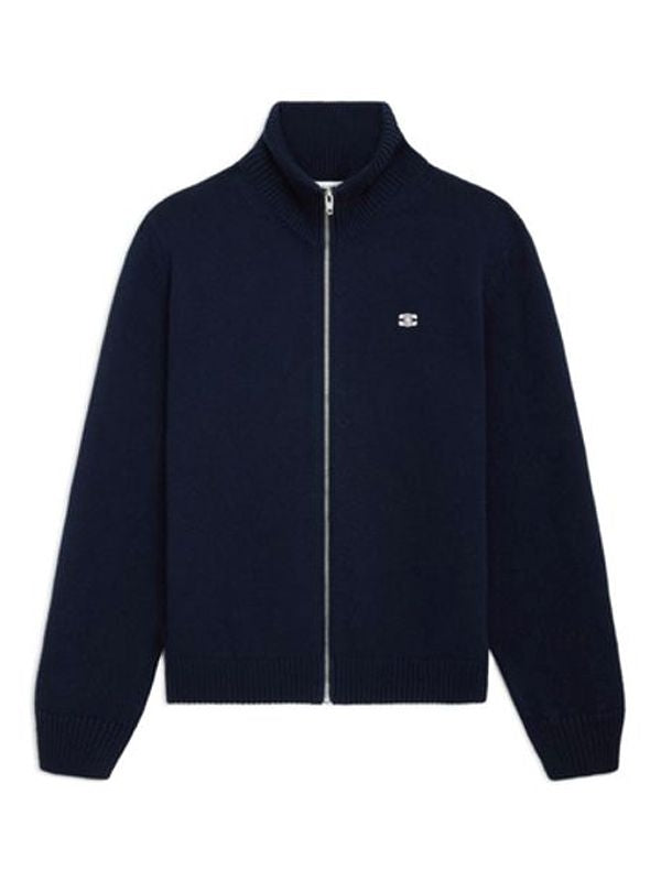 Triomphe Embroidered Wool Cashmere Zip-up Cardigan