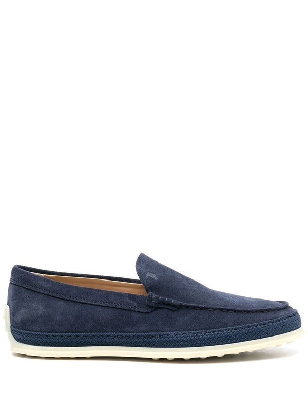 Blue Suede Slip-On Loafers