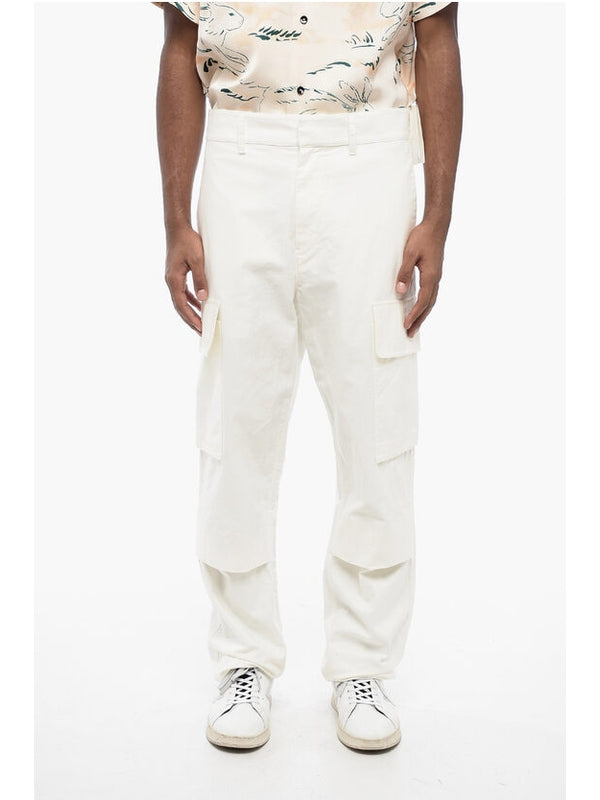 White Cotton Cargo Pants