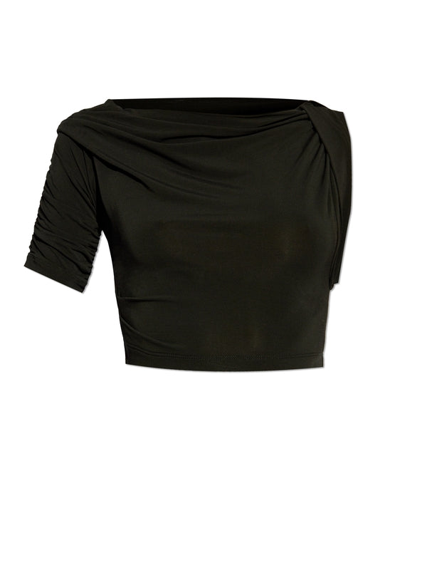 Asymmetric Drape Crop Top