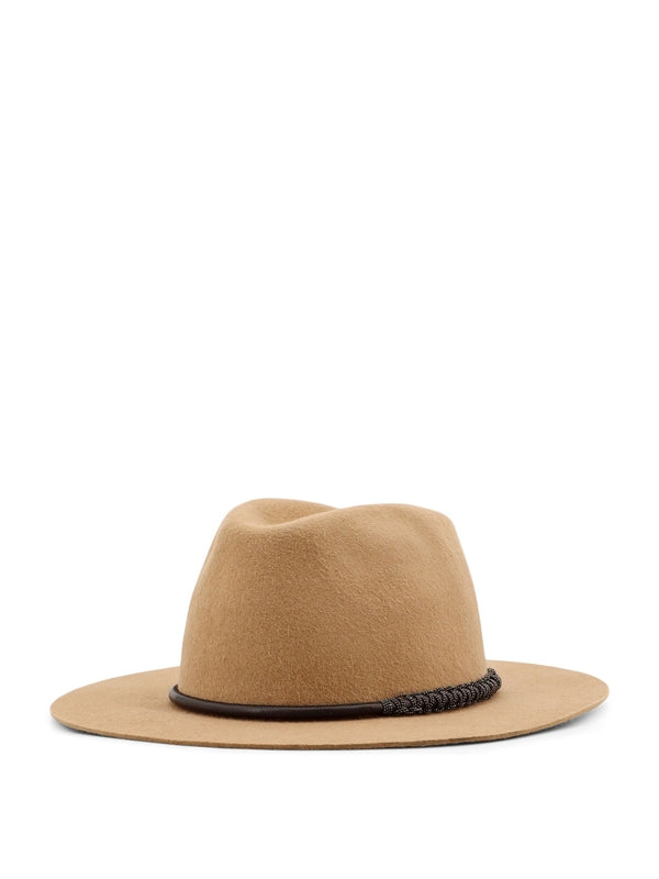 Monili Leather Detail Fedora Hat