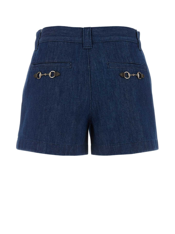 Back Horsebit Detail Denim
  Shorts