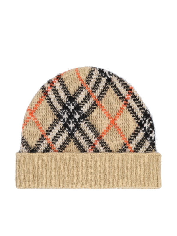 Check Cashmere Beanie