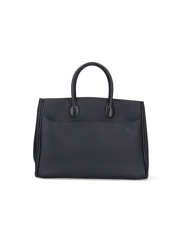 BURBERRY - B Buckle Leather Tote Bag - Jente