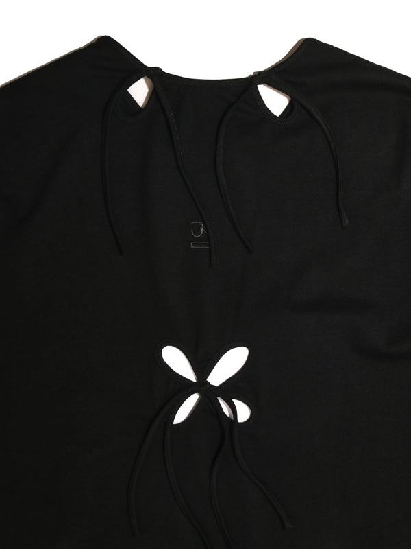 Petal Cut-Out Black Long-Sleeve Top