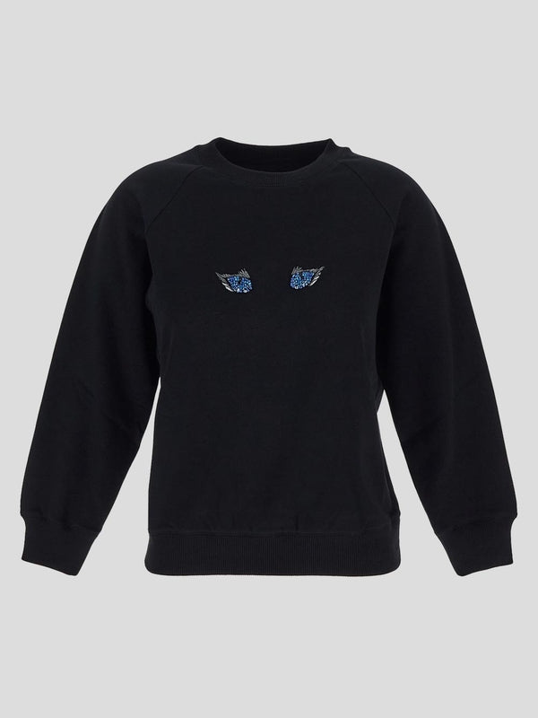 Black Cotton Crew Neck Sweatshirt