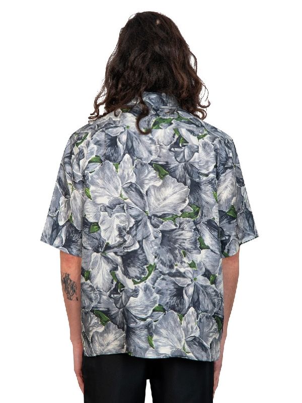 Flower Printed Silk Short Sleeve Shirt