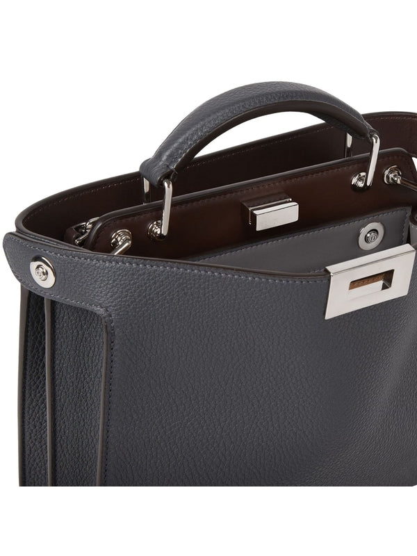 Fendi Peekaboo I See U Small Grey Brief Case