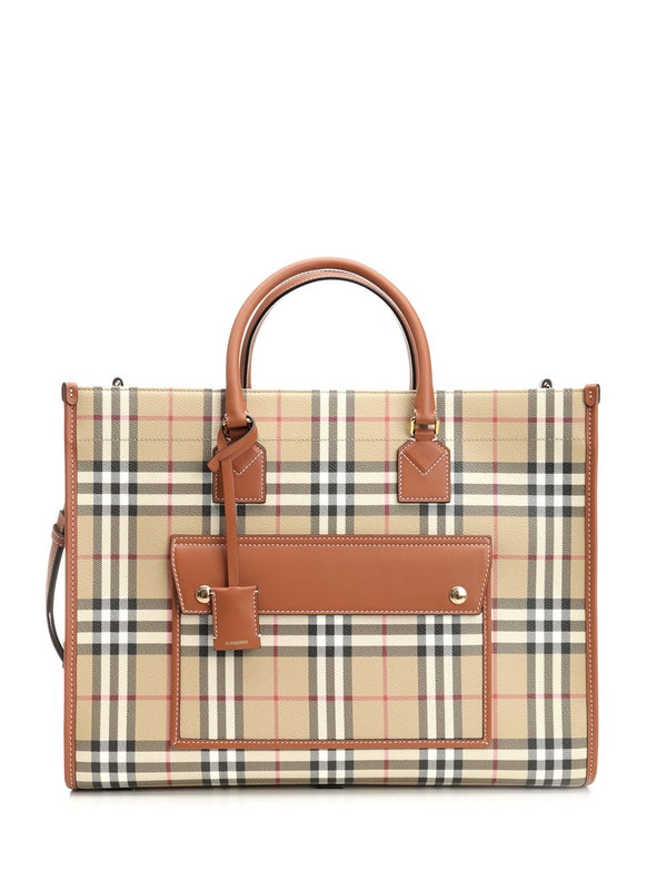 Freya Check Pattern Medium Tote Bag